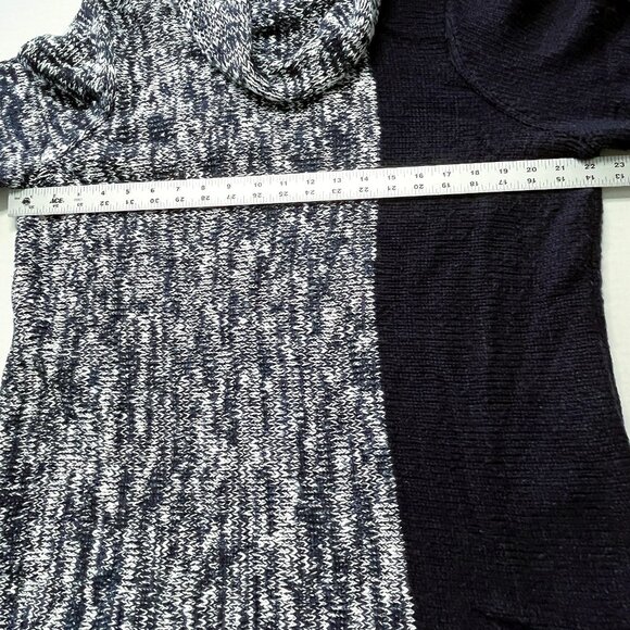 Chicos 3 Sweater Tunic XL Cowl Neck Chunky Knit Marled Navy Colorblock Cozychic - Picture 6 of 8